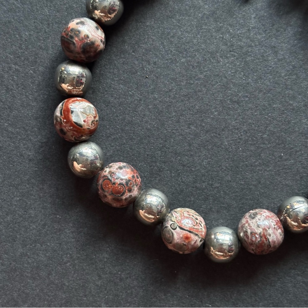 Leopard Jasper Bead Bracelet | 7 IN - Picture 4 of 7